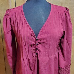 Women's Maroon Three Quarter Length Sleeve Blouse